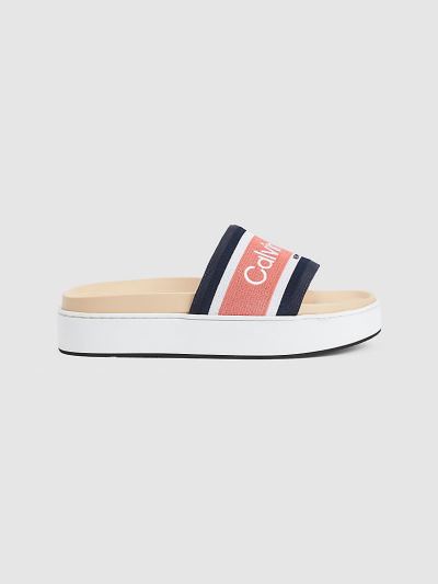 Calvin Klein Cipők HU376189 | Calvin Klein Textile Upper Női Papucs Korall / Sötétkék